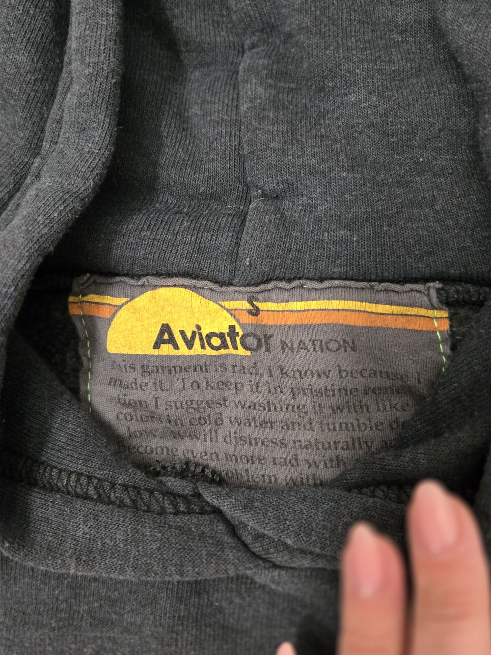 Aviator Nation Charcoal Crewneck Set with Neutral Stripe, SM top & LG bottom - Picture 3 of 7